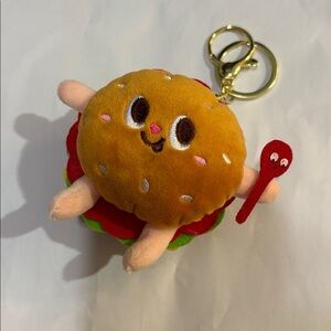 Smiling Burger Plush Keychain